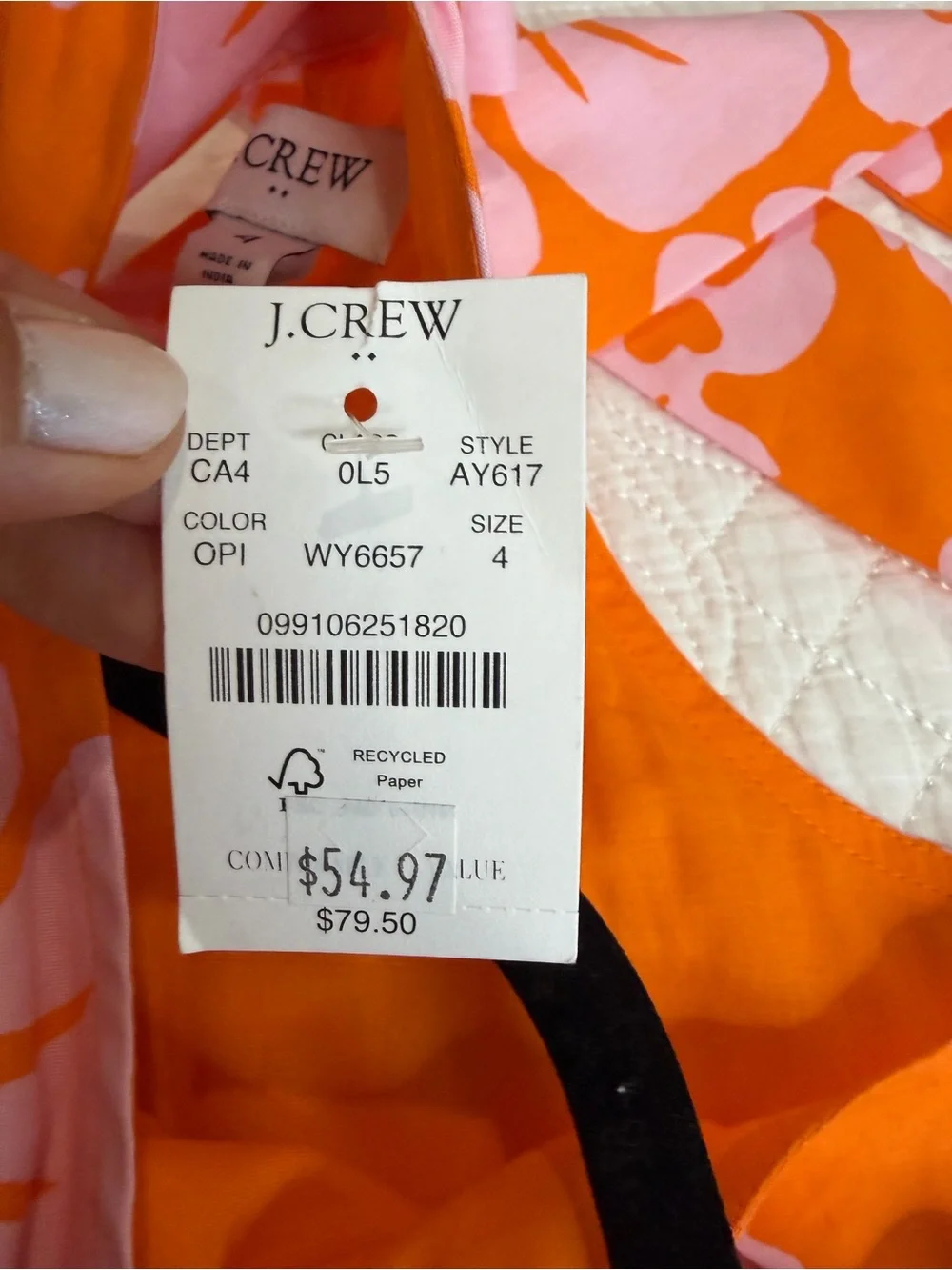 J.Crew Orange and Pink Tropical Hibiscus Floral Halter Neck Mini Dress Sz 4 NWT